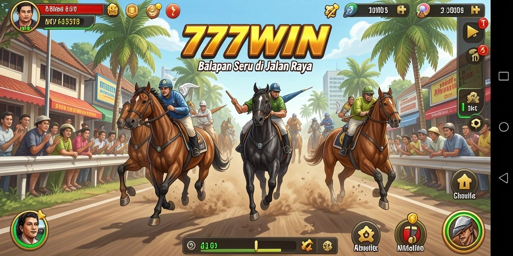 Screenshot gameplay 777WIN menampilkan aksi balapan yang mendebarkan.