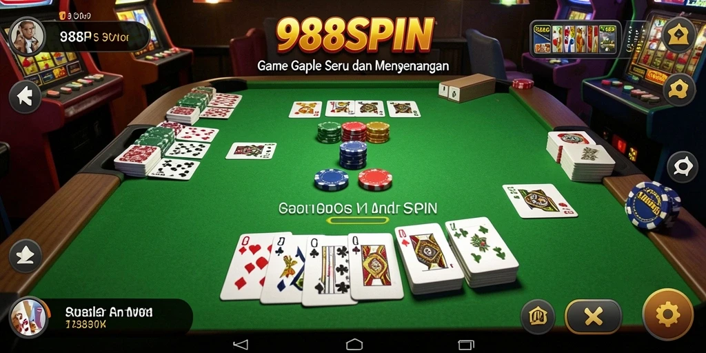 Tampilan gameplay Gaple yang mendebarkan di 988SPIN.