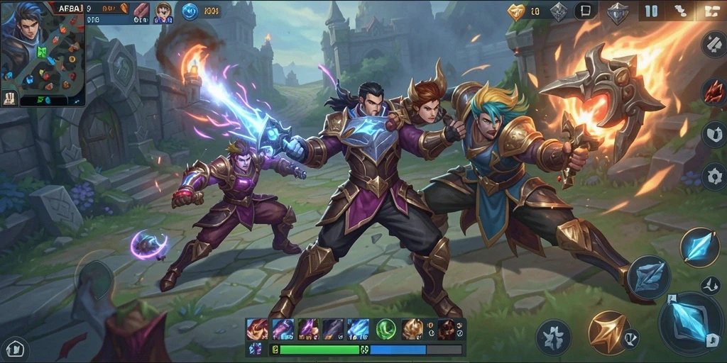 Screenshot gameplay AFAF yang menegangkan dengan pertempuran tim.