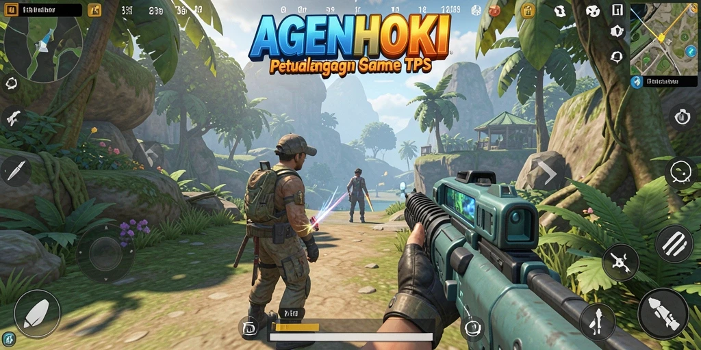 Tangkapan layar gameplay AGENHOKI, menampilkan aksi seru dalam mode TPS.