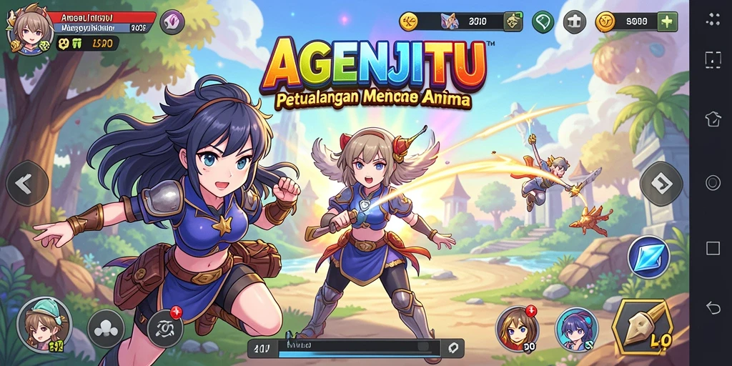 Tampilan gameplay AGENJITU yang penuh aksi dan warna.