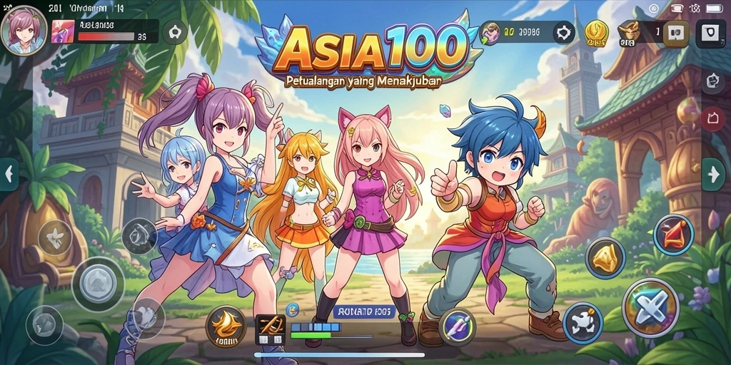 Gameplay ASIA100 yang menampilkan aksi menarik dan karakter anime.
