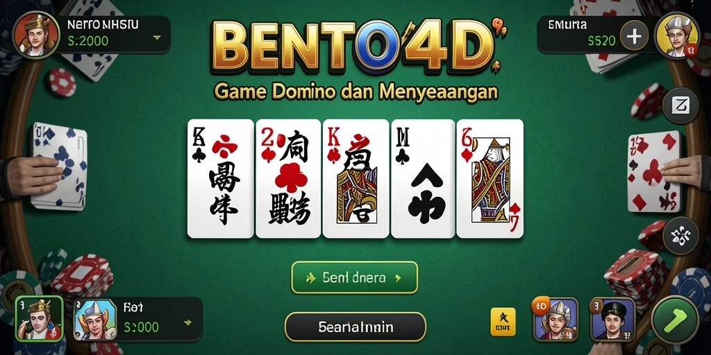 Screenshot gameplay BENTO4D menunjukkan momen seru bermain domino.
