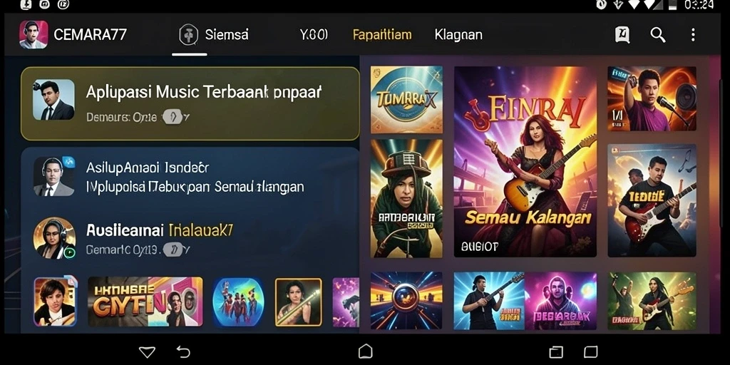 Tampilan gameplay seru dalam aplikasi musik CEMARA77.