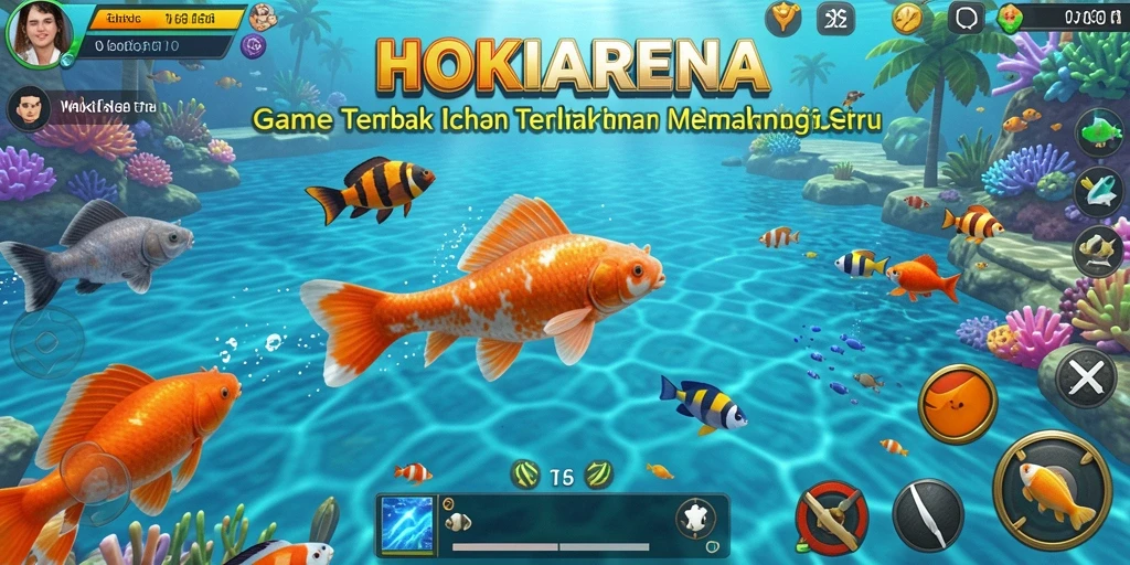Screenshot gameplay HOKIARENA menampilkan aksi seru berburu ikan.