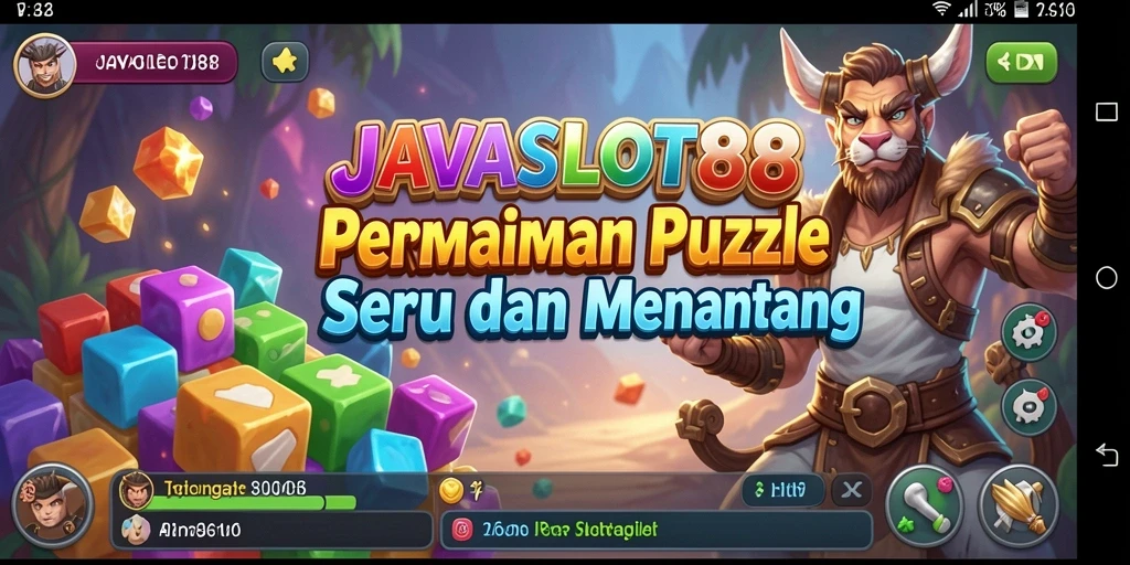 Tampilan gameplay menantang di JAVASLOT88 yang penuh warna.