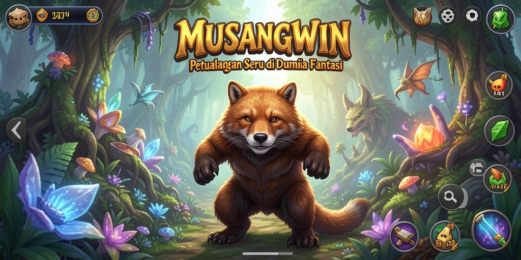 Tampilan gameplay <strong>MUSANGWIN</strong> yang menampilkan petualangan di dunia yang fantastis.