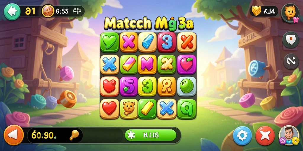 Tampilan gameplay menarik dari permainan Match-3 OKJK.