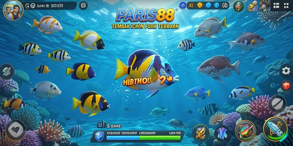 Screenshot gameplay Tembak Ikan PARIS88 yang menarik dan seru.