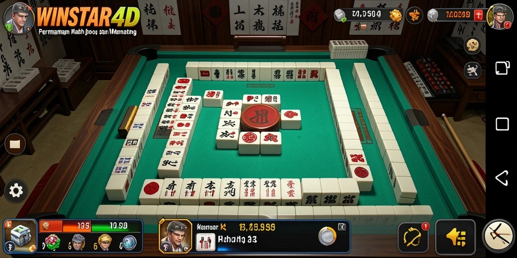 Screenshot gameplay WINSTAR4D yang menampilkan tampilan papan Mahjong.